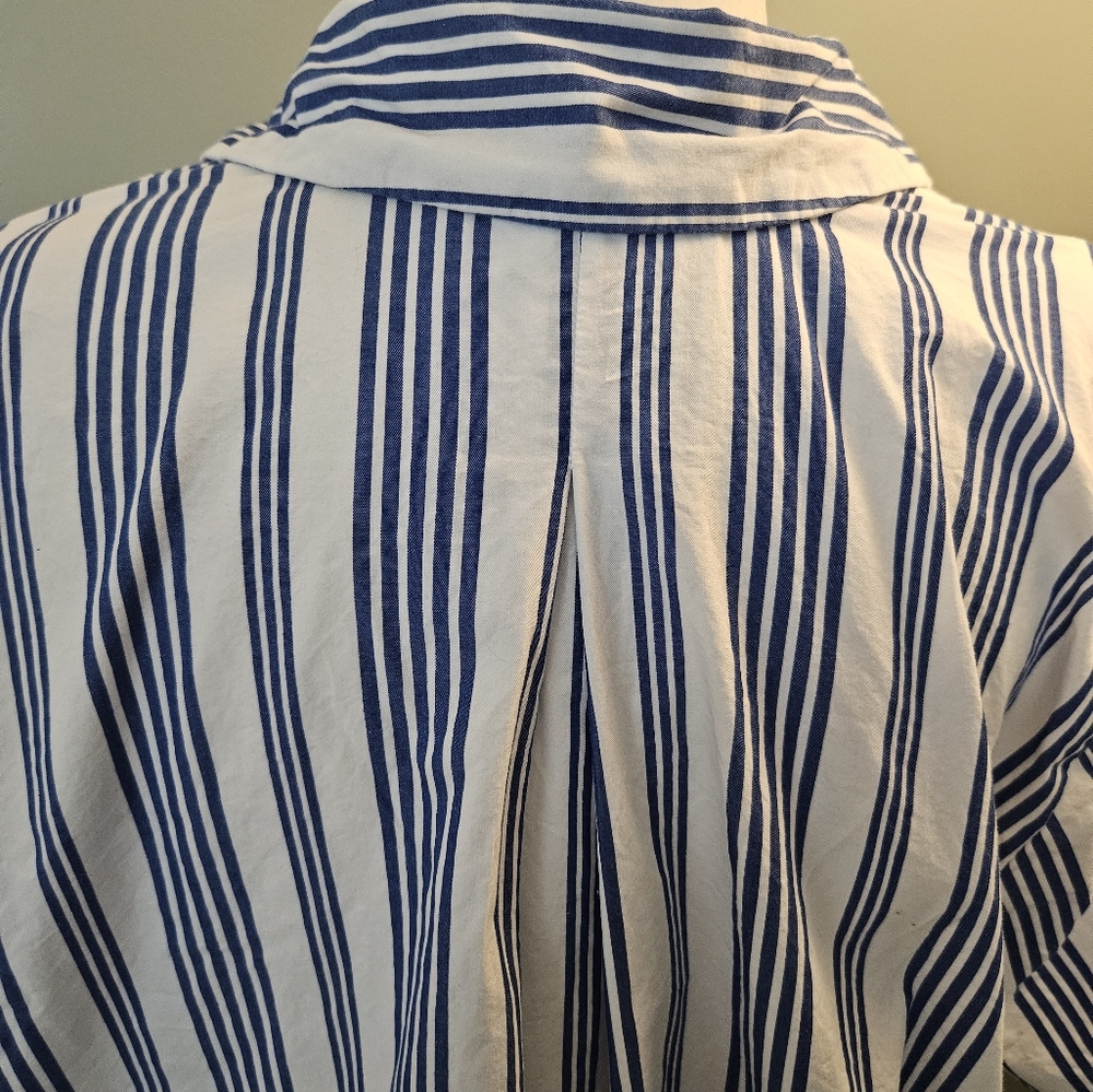 Old Navy Women's Size XL Blue and White Striped Shirt Dress with Pockets - Picture 13 of 15
